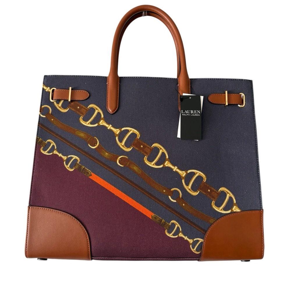 Lauren Ralph Lauren Belting Print Large Devyn Tote Bag NWT
